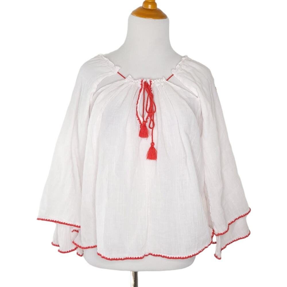 Ralph Lauren Denim & Supply Embroidered Peasant Blouse White Women Large